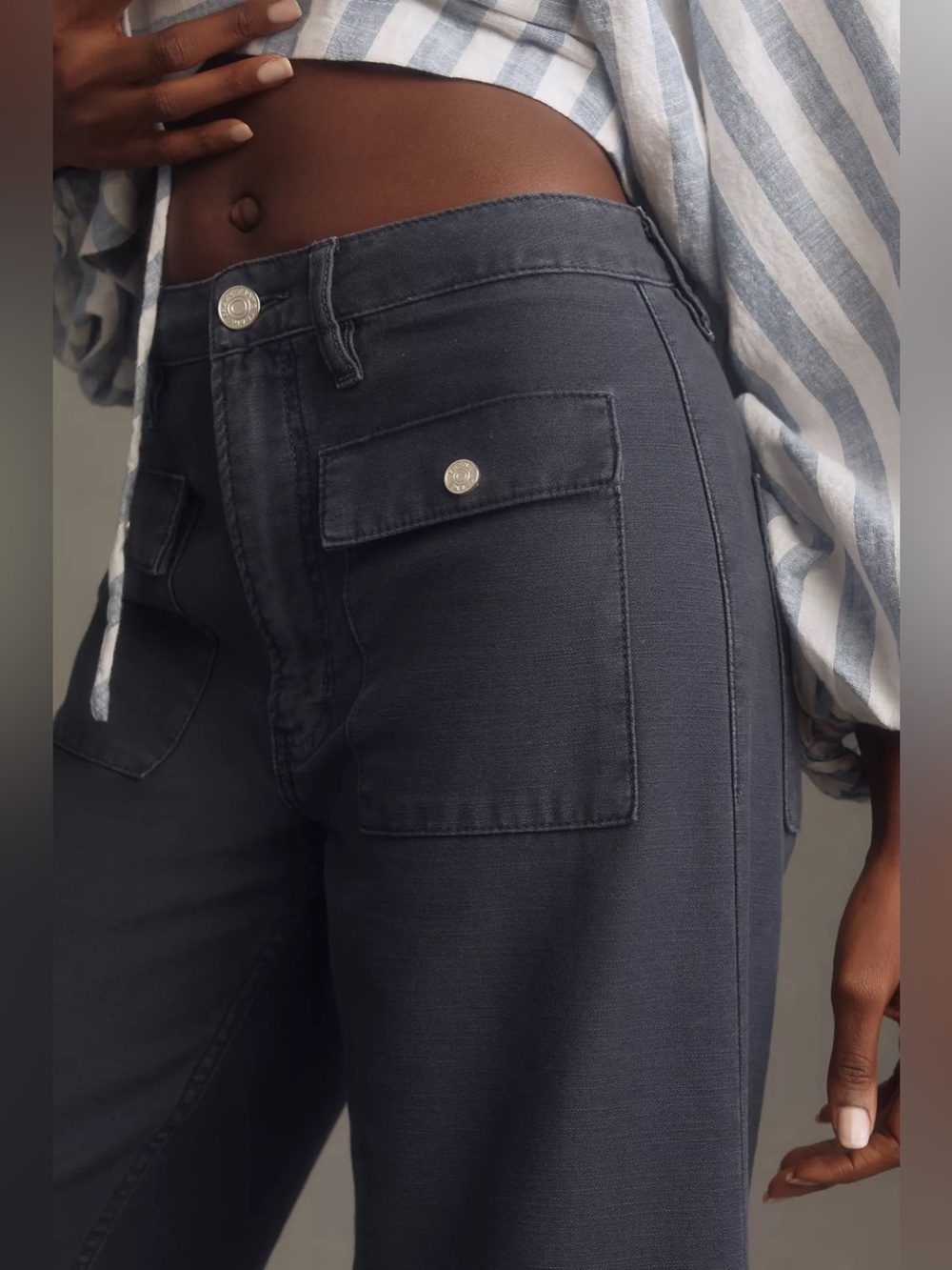 NWT Frame The 70s Cotton-Canvas Wide-Leg Pants, Size 33 - Picture 4 of 13